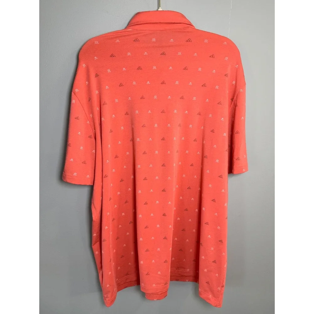 Adidas Mens 2XL Coral Pink Go‎ to Mini Crest All Over Print Golf Polo Shirt